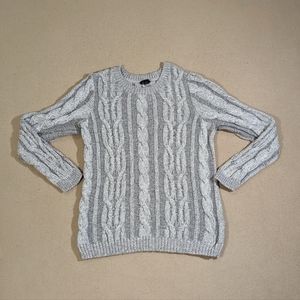 J. Jill Sweater Women's Medium Gray Chunky Cable Knit Ribbed Wearever